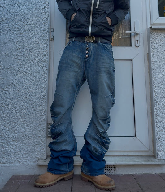 "Ripple" Stacked Bootcut Denim