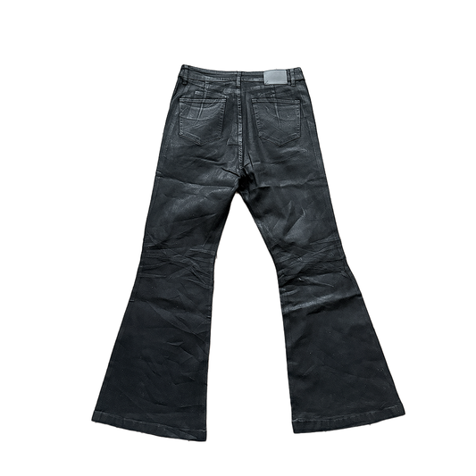 "Clawmark" Wax-coated Flared Denim