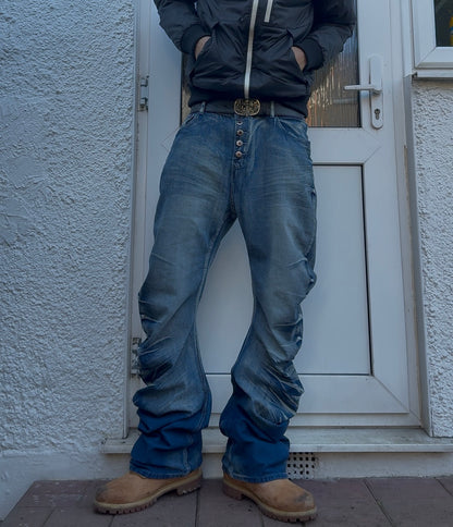 "Ripple" Stacked Bootcut Denim