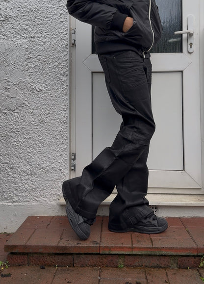 "Clawmark" Wax-coated Flared Denim