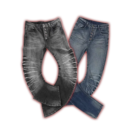 "Ripple" Stacked Bootcut Denim