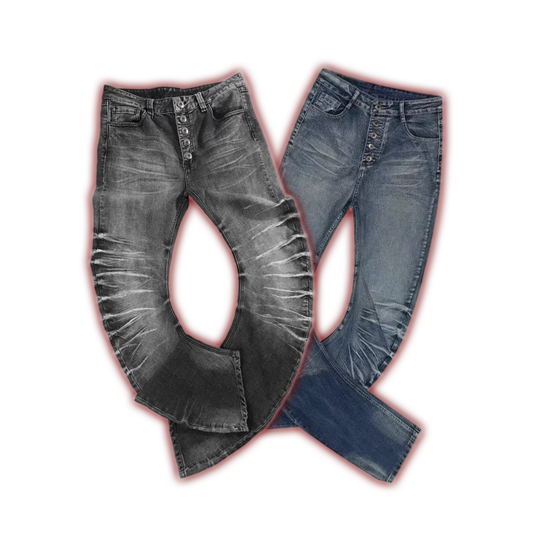"Ripple" Stacked Bootcut Denim