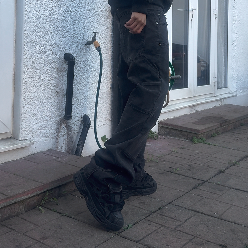 "Carpenter" Hem-zipped Flared Denim