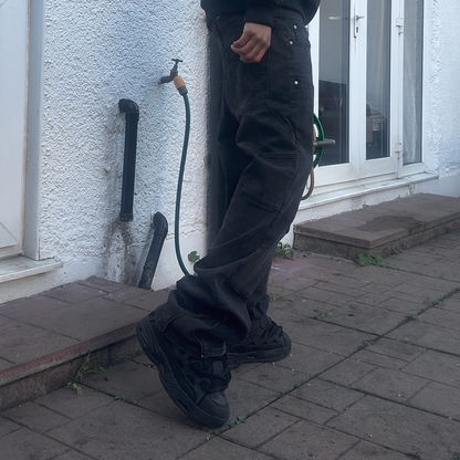 "Carpenter" Hem-zipped Flared Denim