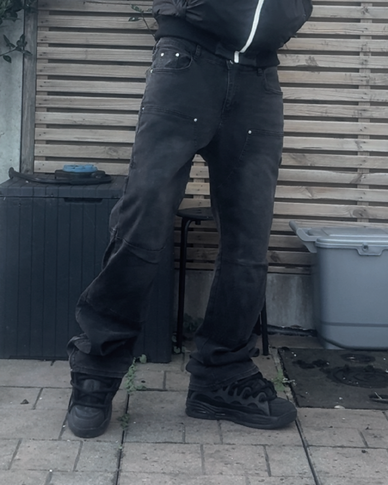 "Carpenter" Hem-zipped Flared Denim