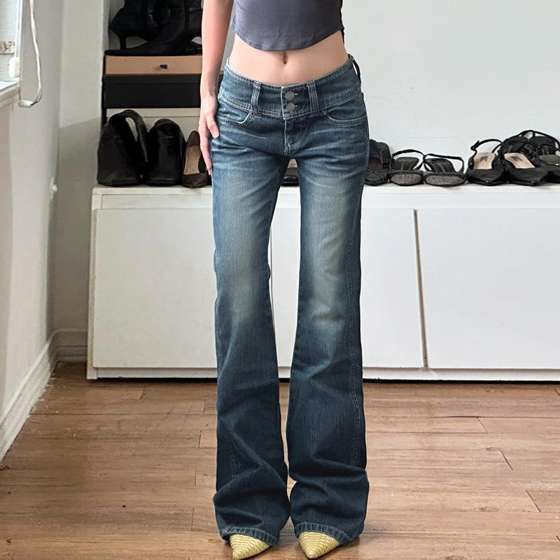 Duo-button Flared Jeans