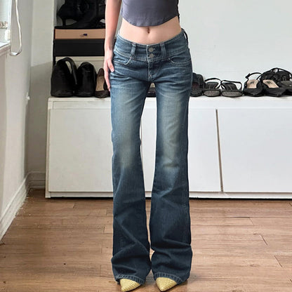 Duo-button Flared Jeans