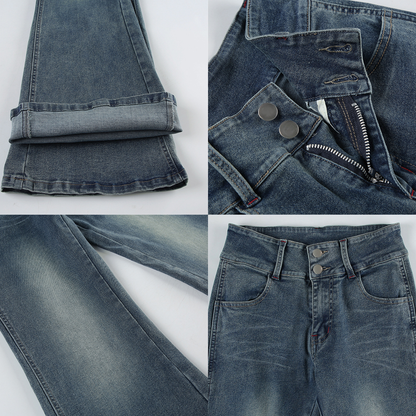 Duo-button Flared Jeans