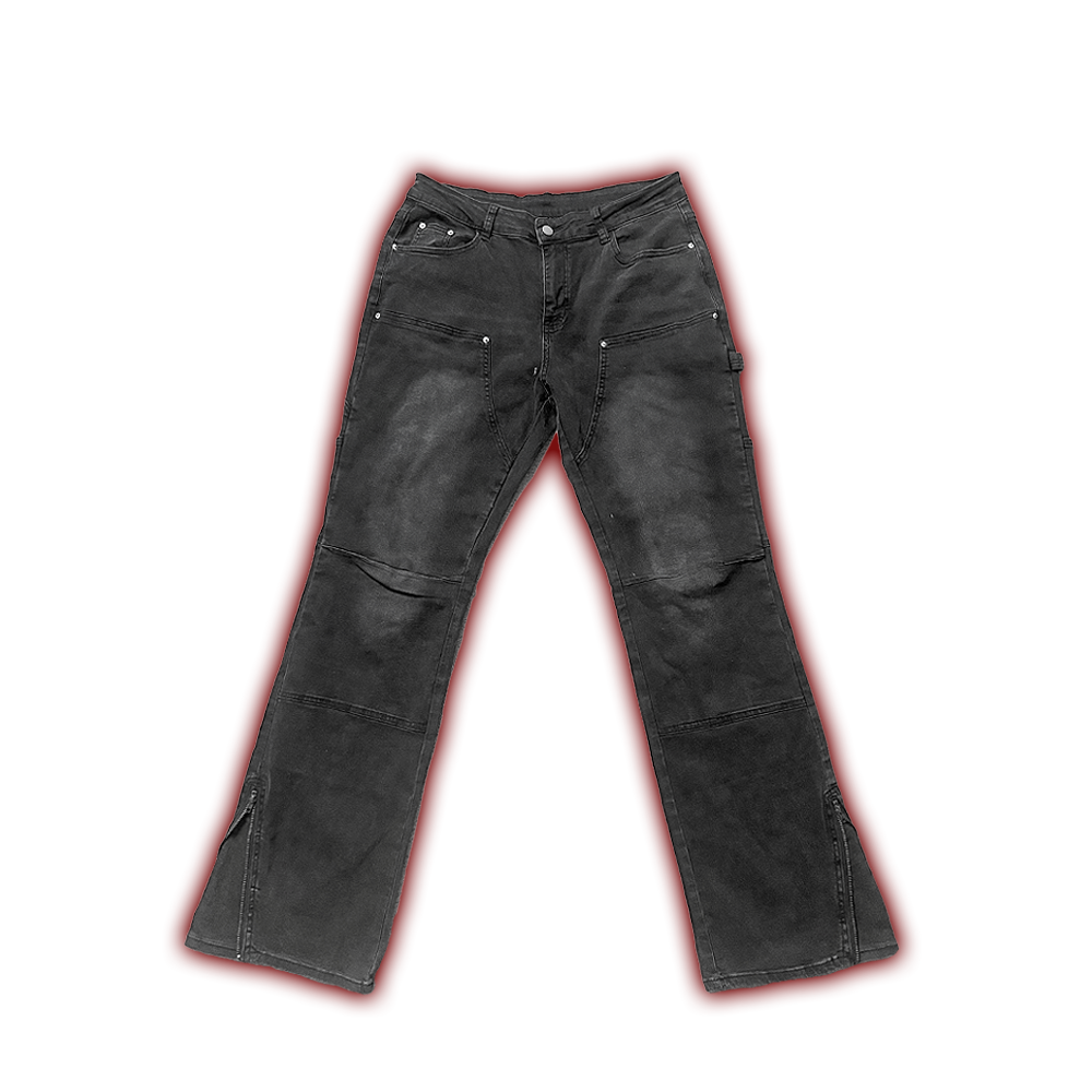 "Carpenter" Hem-zipped Flared Denim