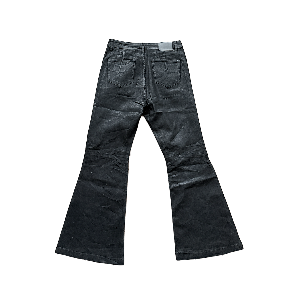 "Clawmark" Wax-coated Flared Denim