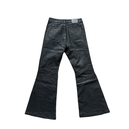 "Clawmark" Wax-coated Flared Denim