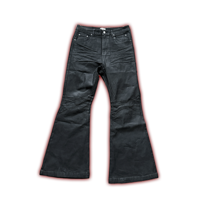 "Clawmark" Wax-coated Flared Denim